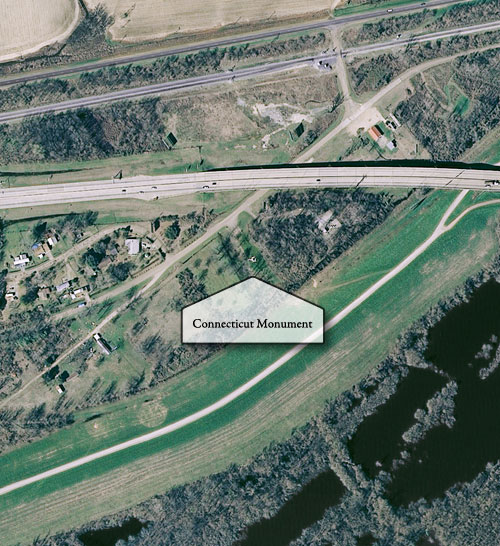 2009 aerial photo showing monument at site